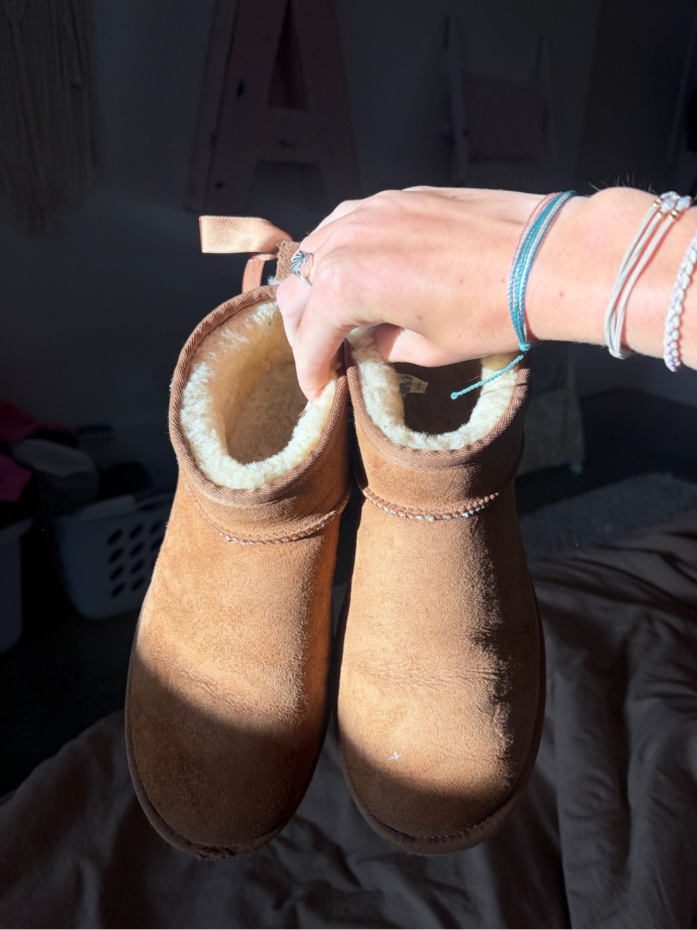 UGG Women's Mini Classic Chestnut Suede Ankle Bootie - Picture 5 of 5